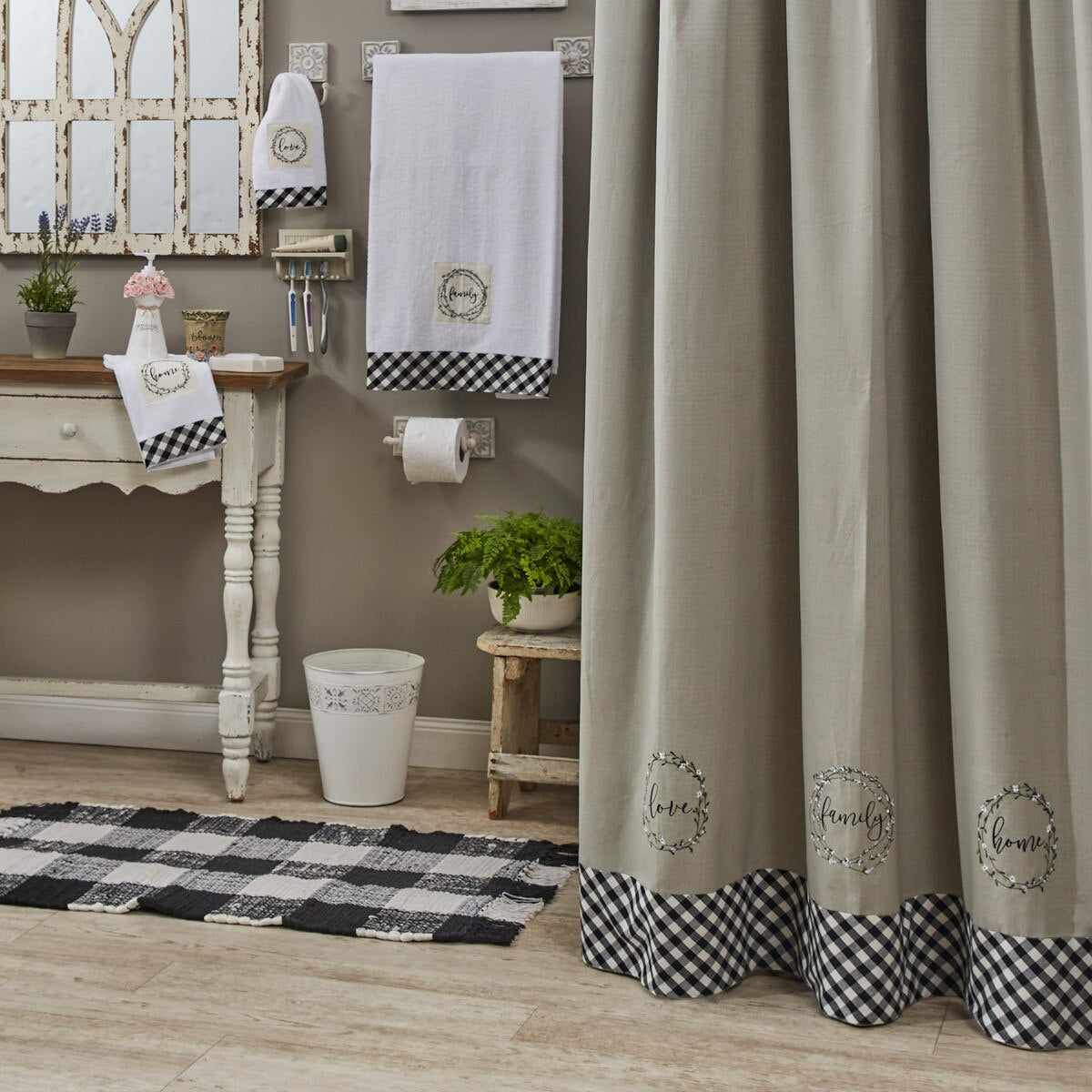 Bouquet of Grace Shower Curtain Park Designs Luxurious Embroidered