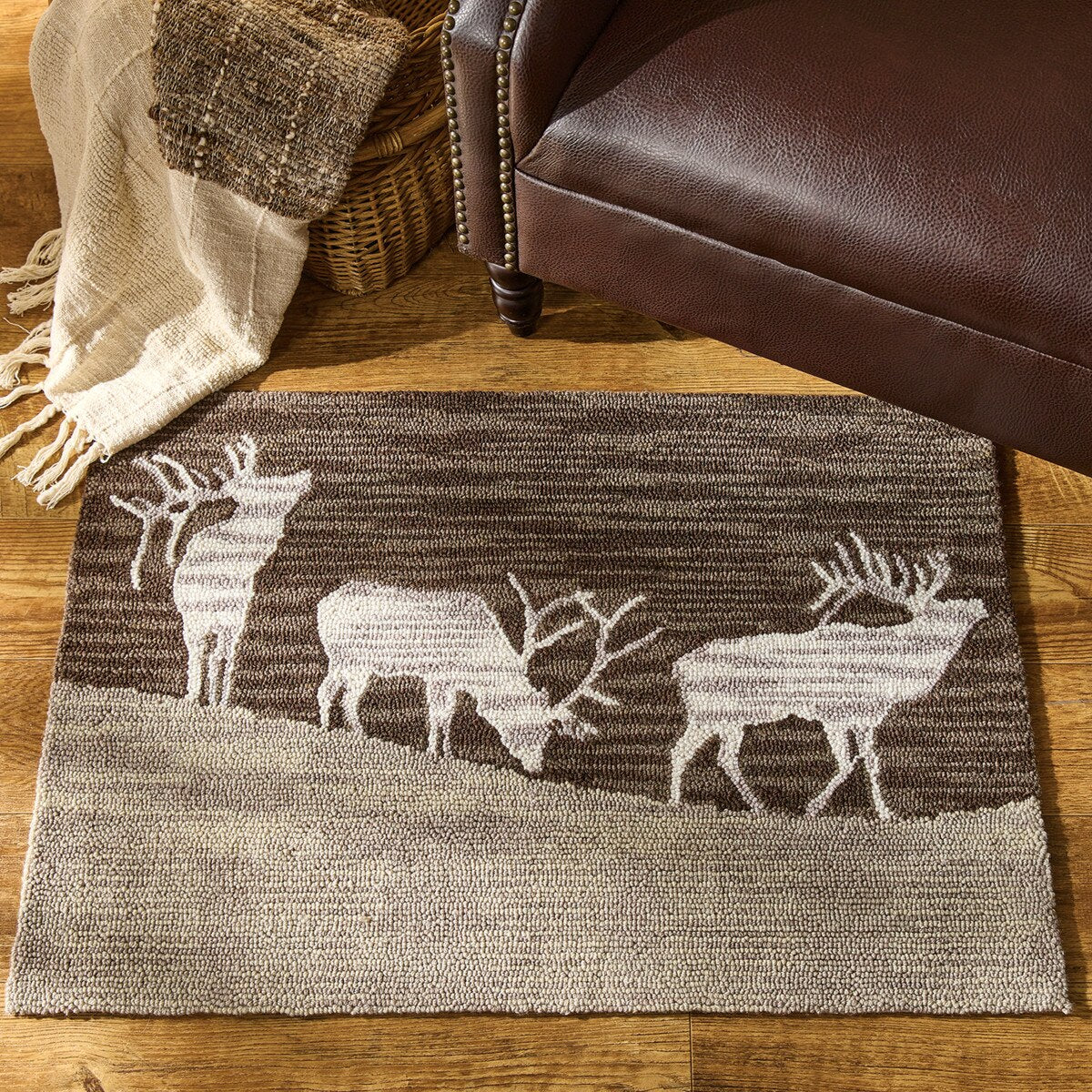 Elk Lodge Handhooked Rug 24 x 36" Rustic Design by Park Designs