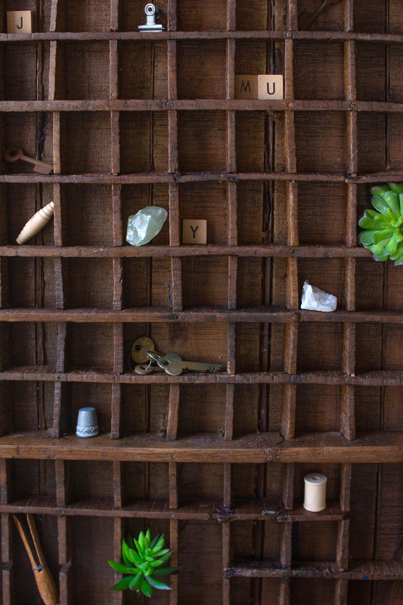 Antique Inspired Wooden Printers Tray 32" x 12"