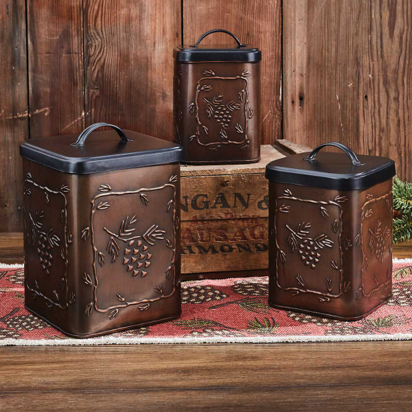 Valley Pine Copper Finished Canister Set of 3 Excellent Quality Park Designs