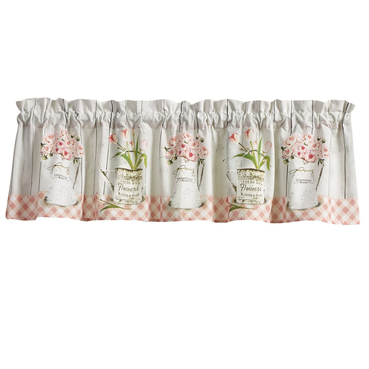 Country Peonies Floral Window Kitchen Curtain Valance Rod Pocket
