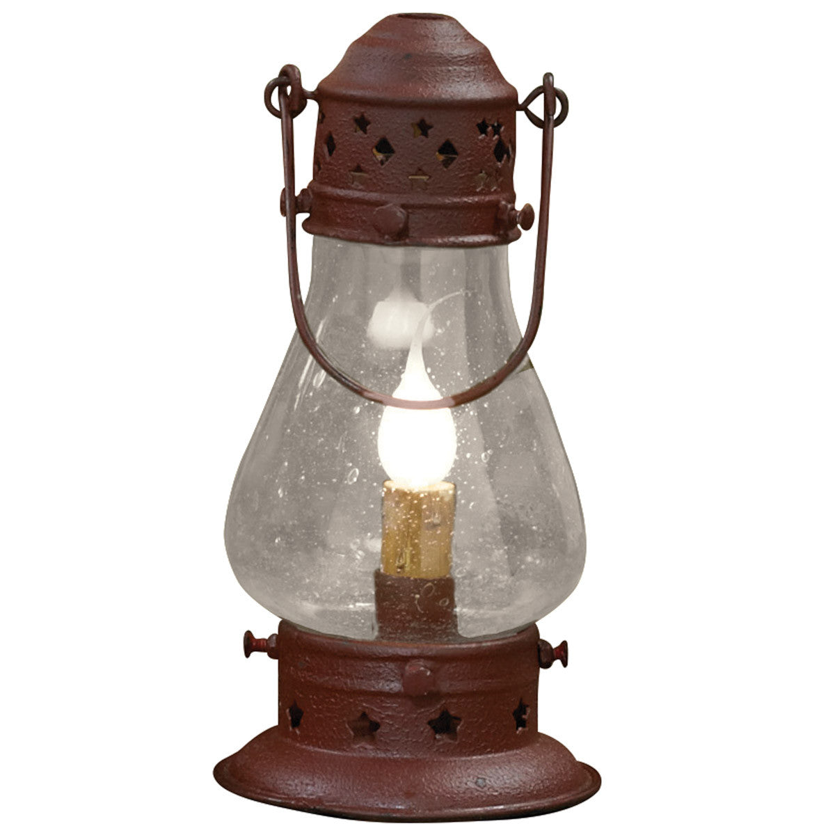 Mid-Century Style Oil Lamp in Red Bubbled Glass