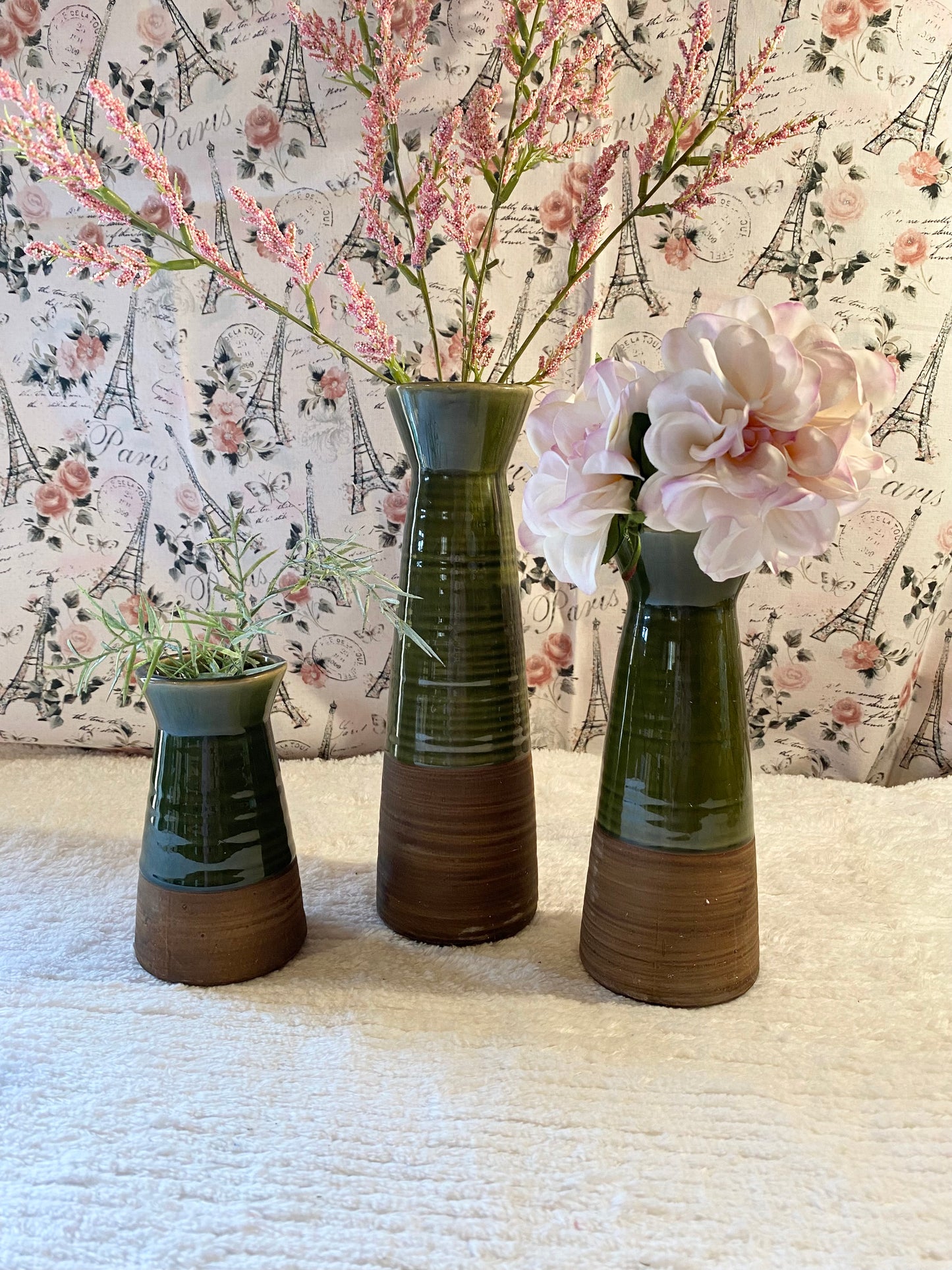 Modern Decorative Trio Two Toned Bud Vases