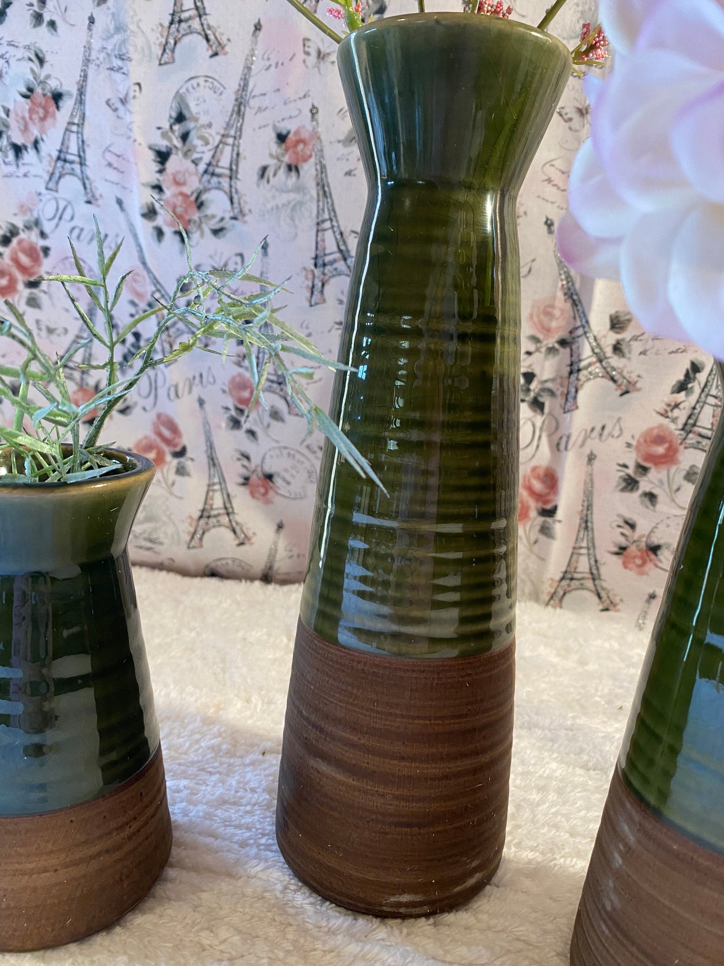 Modern Decorative Trio Two Toned Bud Vases