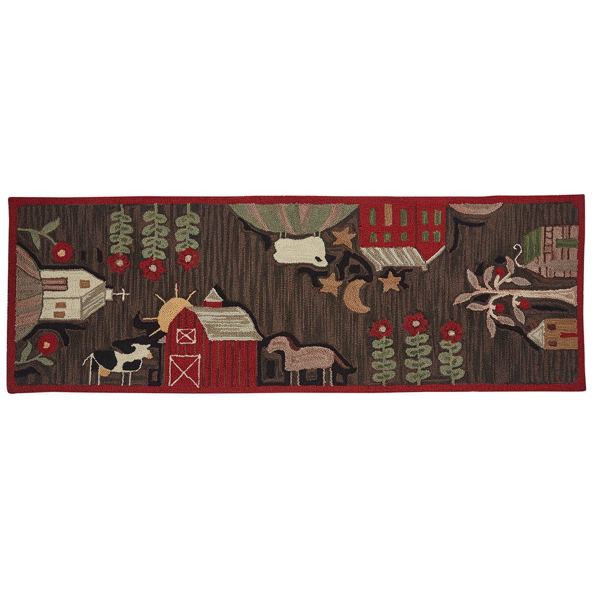 Handmade Farm Life Handcrafted Hooking Rug Runner