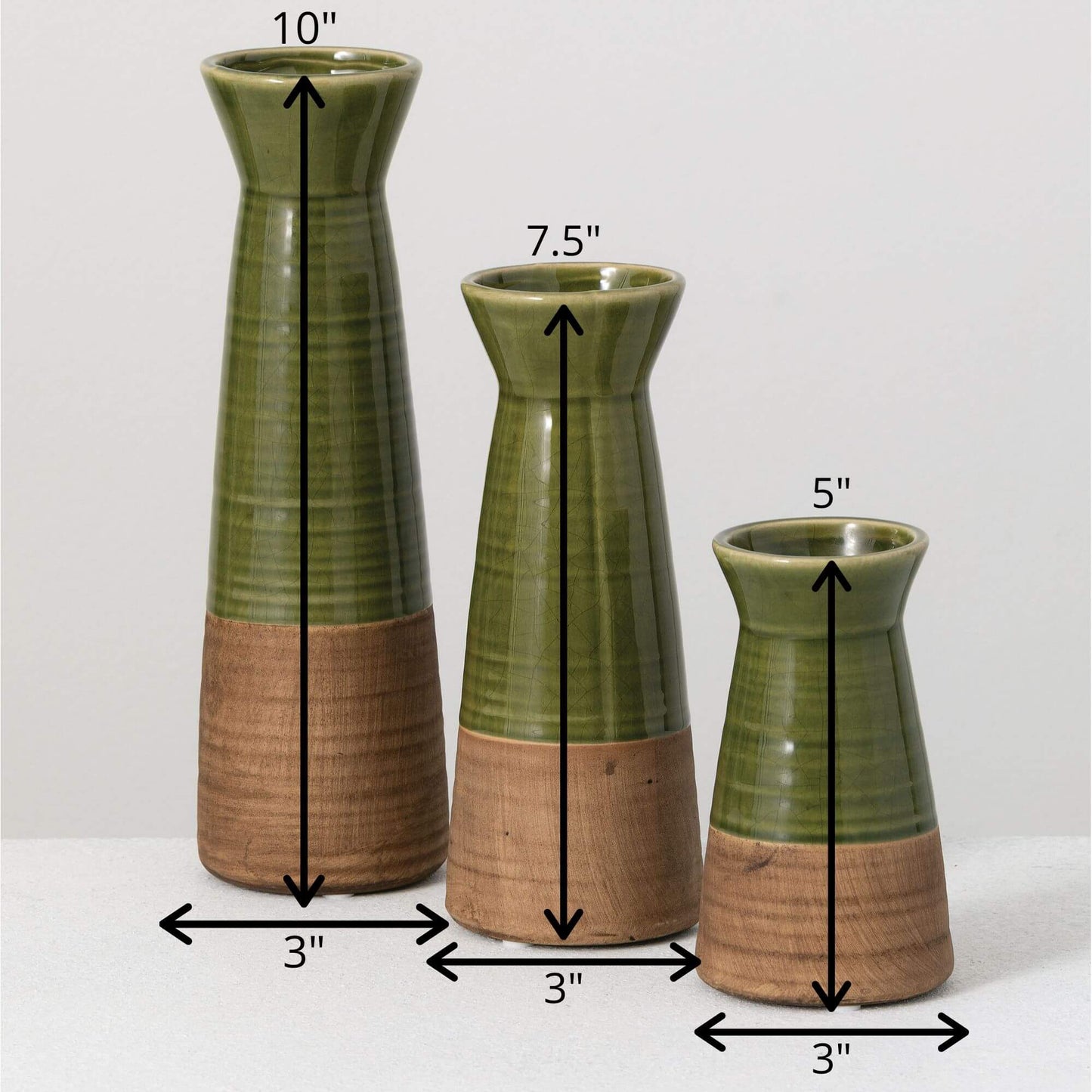 Modern Decorative Trio Two Toned Bud Vases