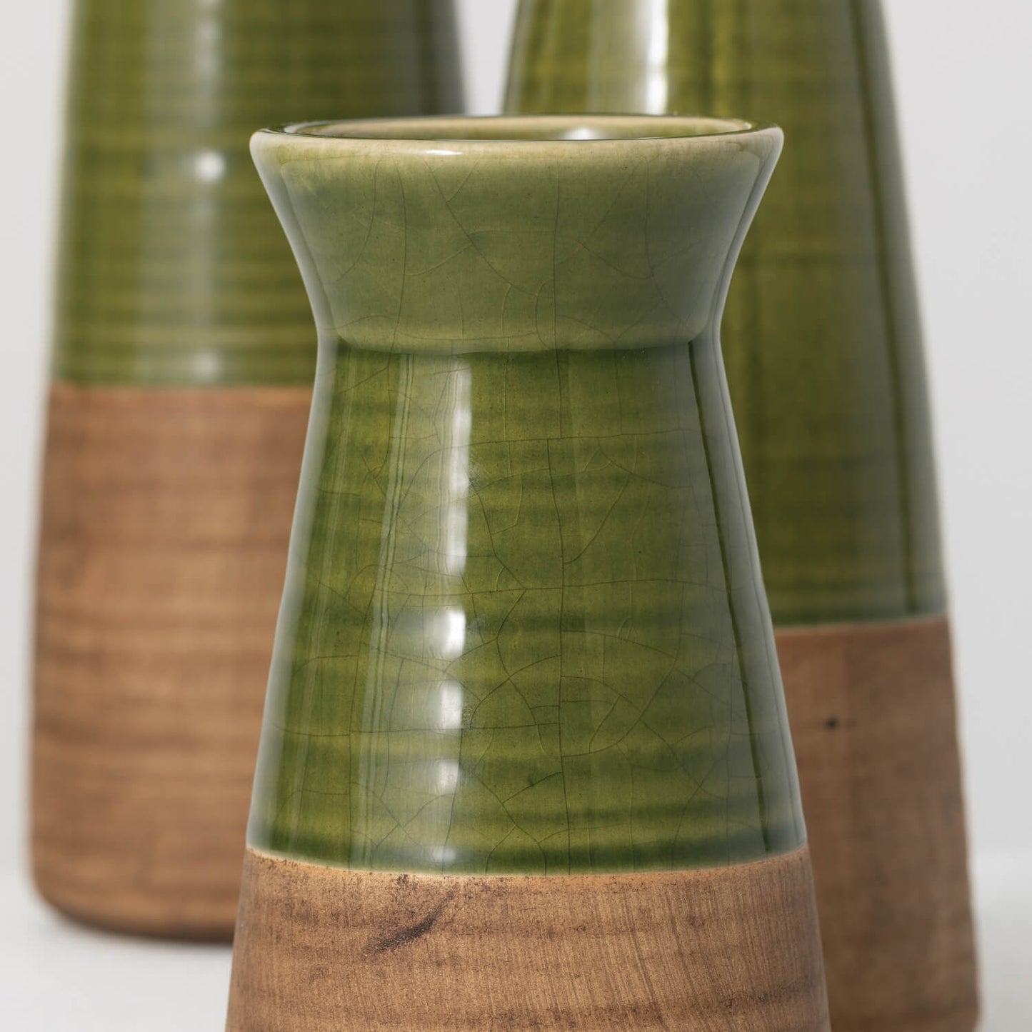 Modern Decorative Trio Two Toned Bud Vases