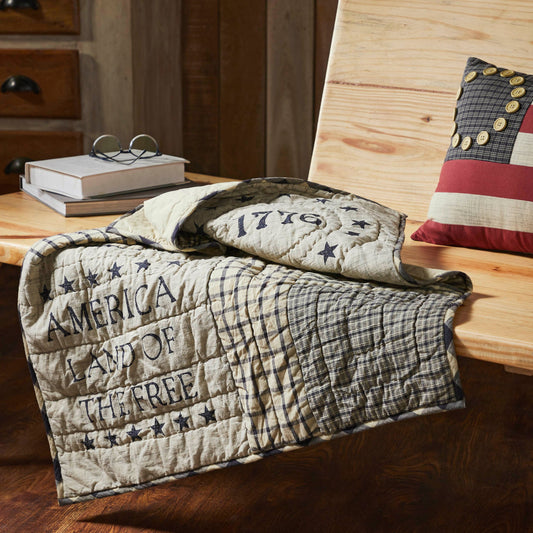 VHC Brands My Country Quilted Lap Throw 32Wx32L