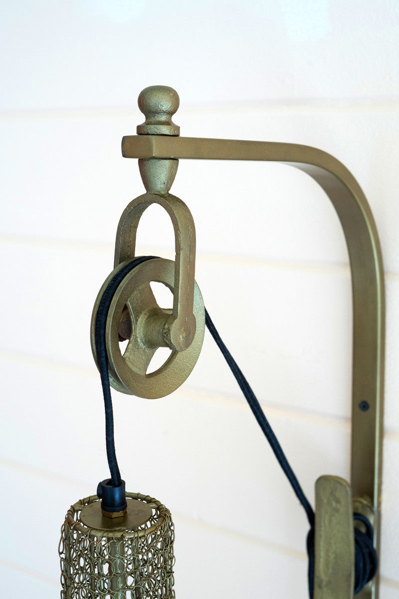 Unique Designed Antique Brass Light with a Pulley