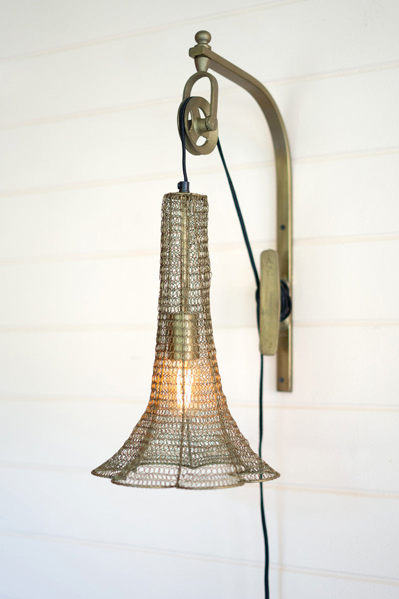 Unique Designed Antique Brass Light with a Pulley