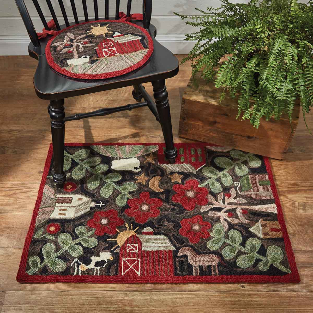 Farm Life Hooked Rug 2' x 3' Handcrafted Area Rug - SPECIAL OFFER SPEND $200 AND GET 20% OFF