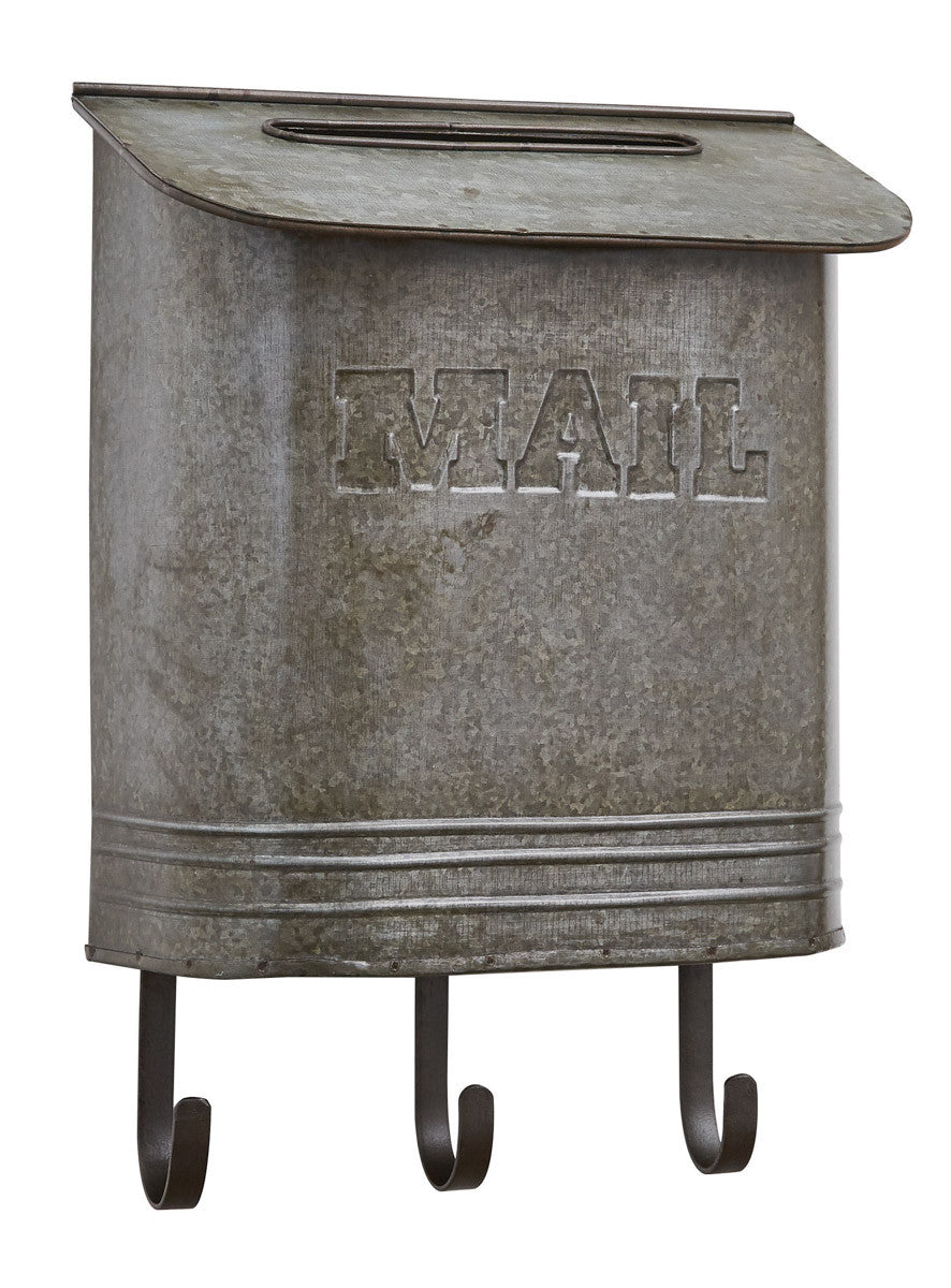 Farmhouse Galvanized Mailbox with Hooks