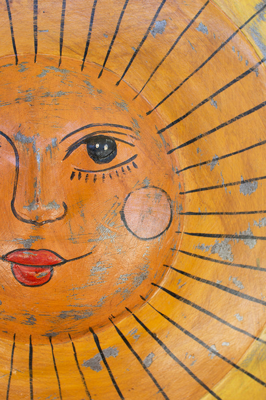 Outdoor Hand-Hammered Recycled Metal Sun Face