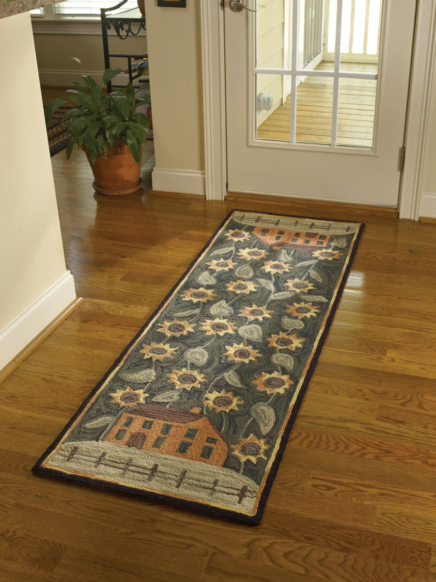 Park Designs House and Sunflower Hooked Rug Runner 24" x 72" SPECIAL OFFER SPEND $200 AND GET 20% OFF
