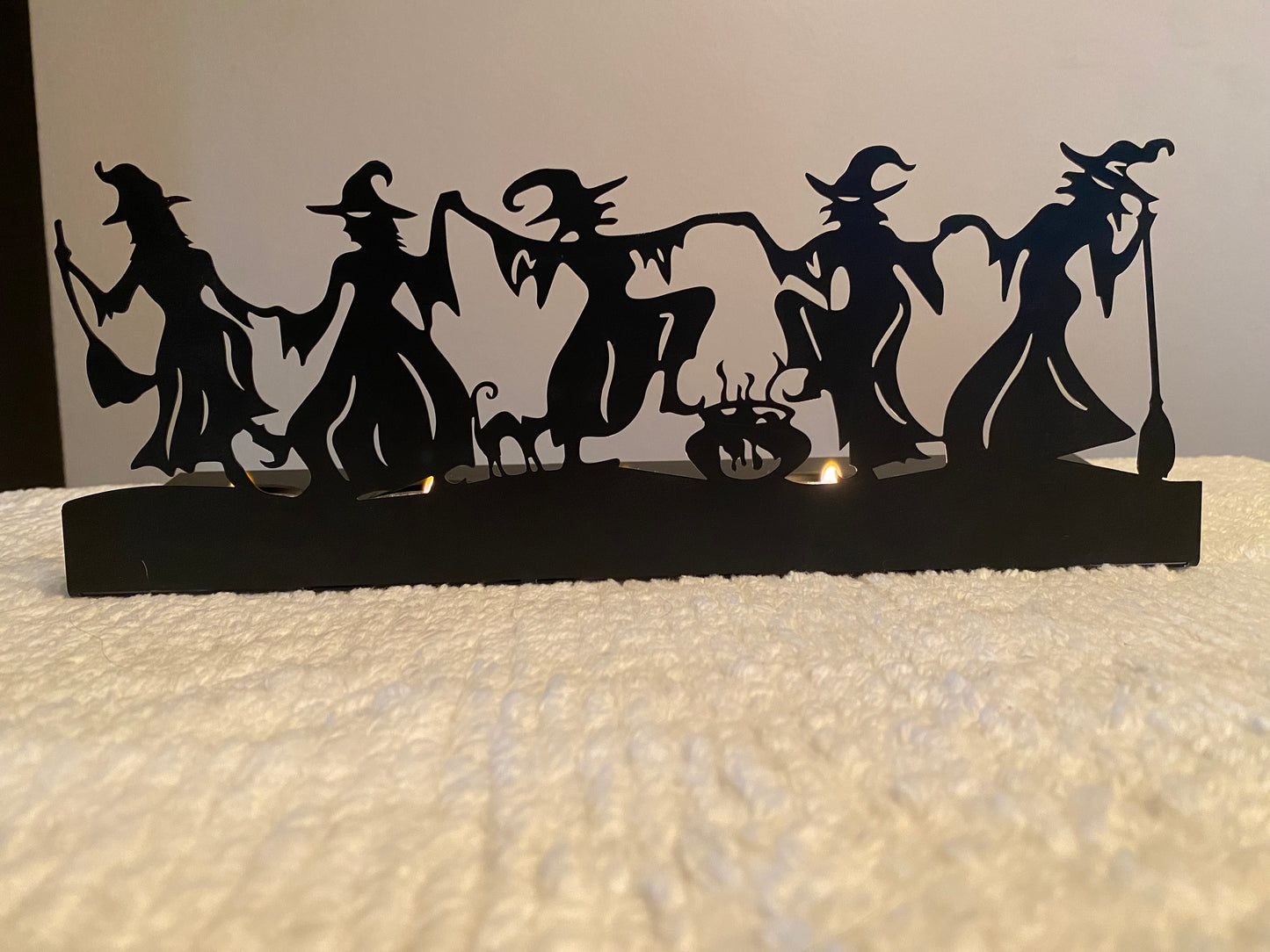 Halloween Witches Dance Table Decor Lit with Tea Light Candles