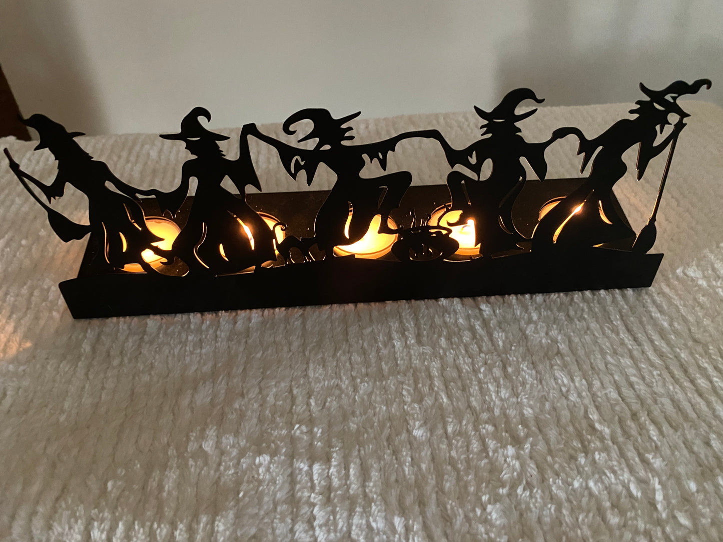 Halloween Witches Dance Table Decor Lit with Tea Light Candles