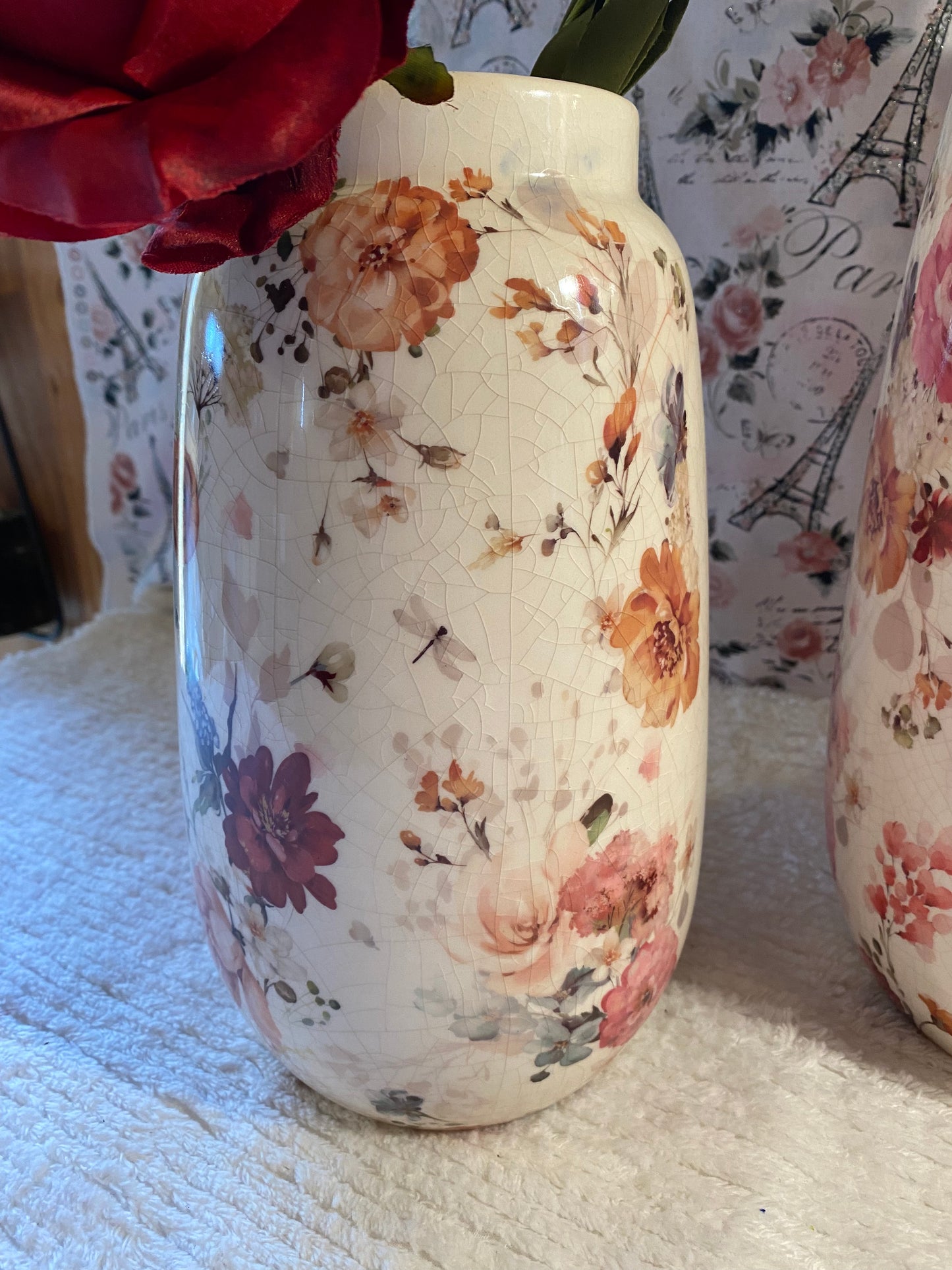 Sullivans Beautiful Large Elegant Blossom Pattern Vases