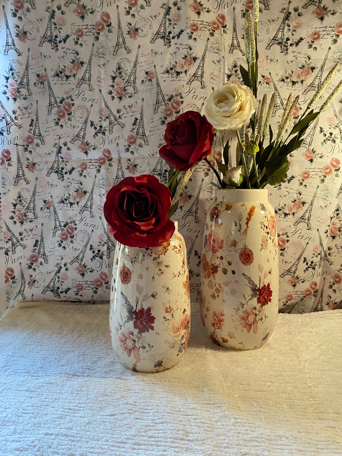 Sullivans Beautiful Large Elegant Blossom Pattern Vases