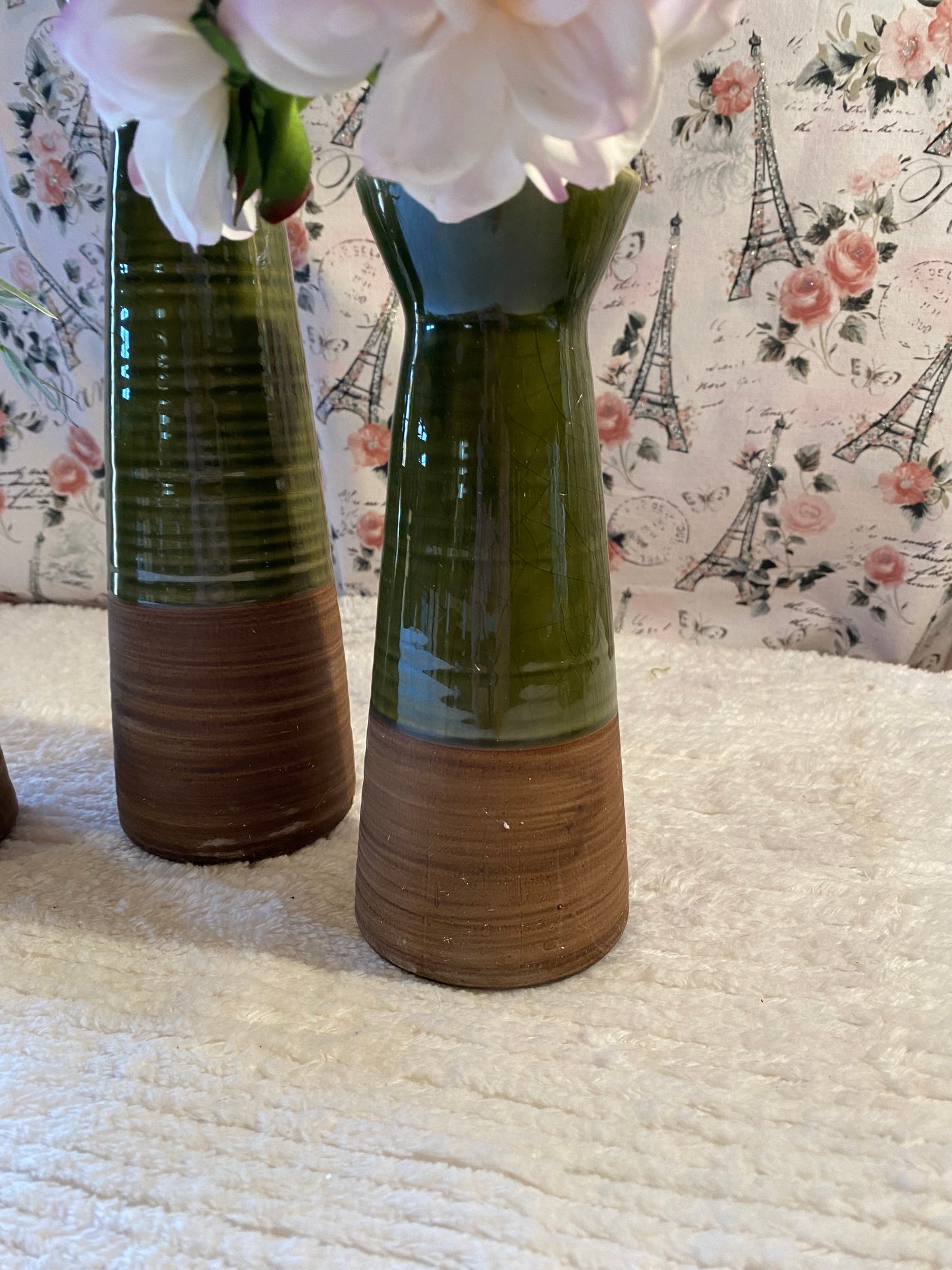 Modern Decorative Trio Two Toned Bud Vases