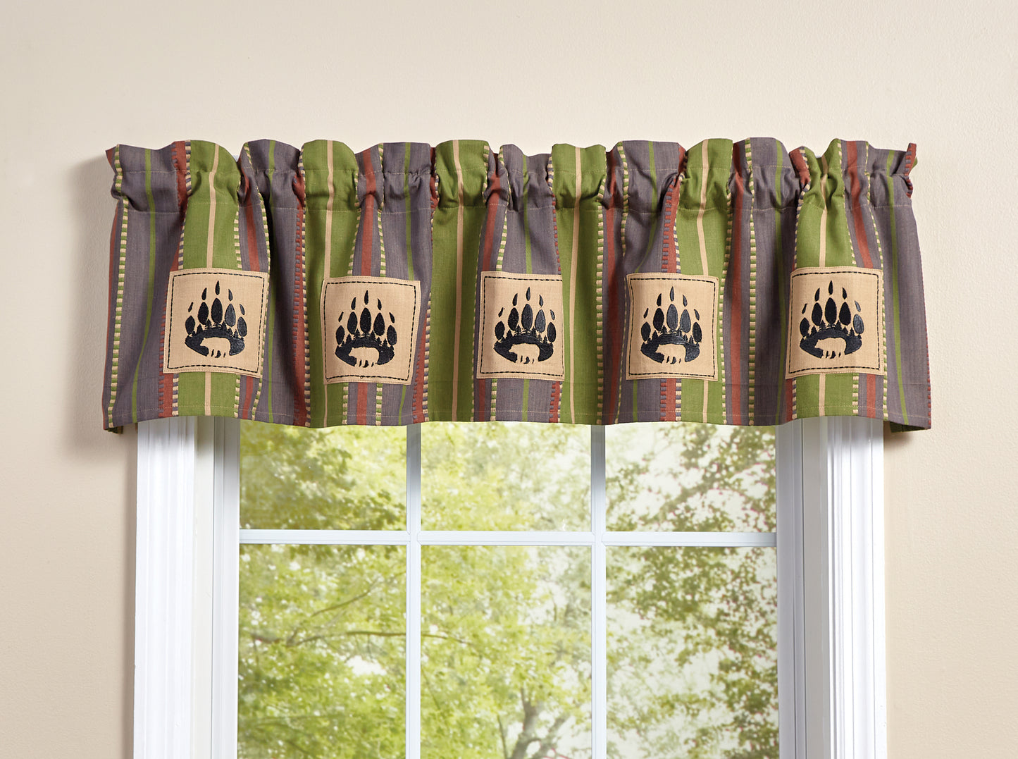 Shenandoah Stripe Lined Patch Valance Bear Claws by Park Designs