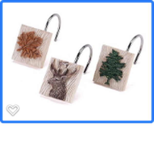 Avanti Nature Shower Hooks Rustic/Cabin Designs Moose Trees Leaves - Unique Gift Shop - Vintage Collectibles, Home Decor, Quilts, Wall Art