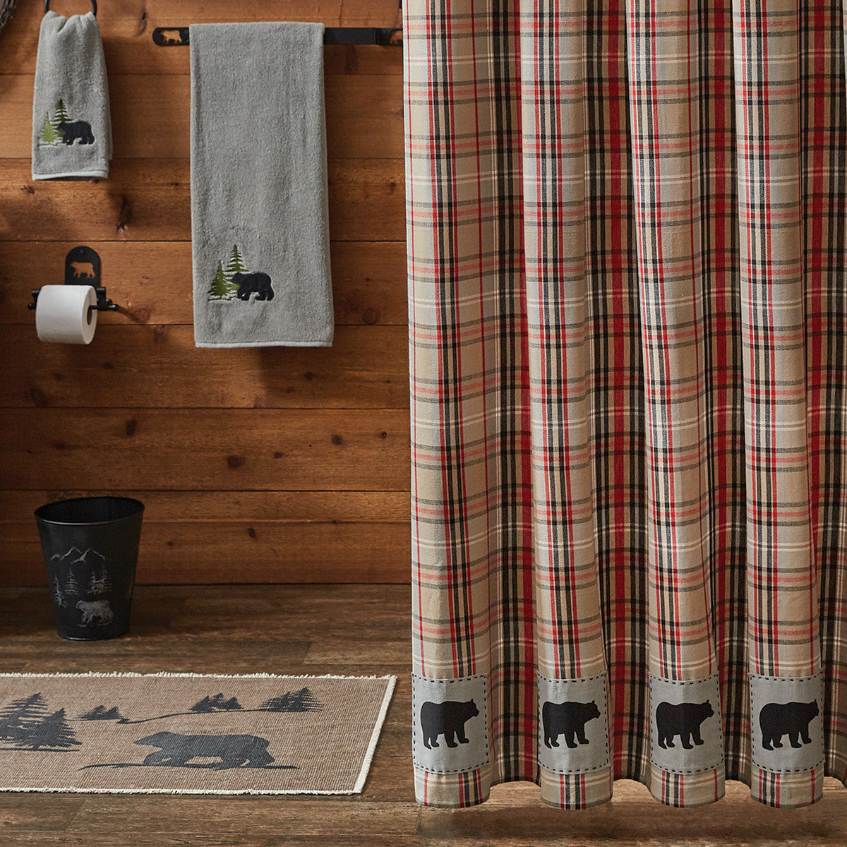Bear Country Plaid Shower Curtain with Bears by Park Designs