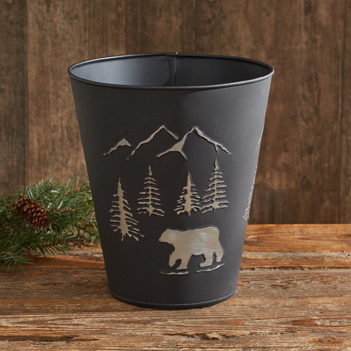 Park Designs Black Bear Waste Basket Classy Embossed Decorative OUT OF STOCK