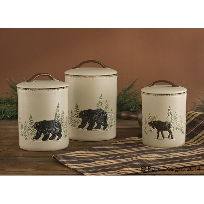 Park Designs Rustic Retreat Canisters Set of 3 Bears and Moose - Unique Collectibles 4 YOU