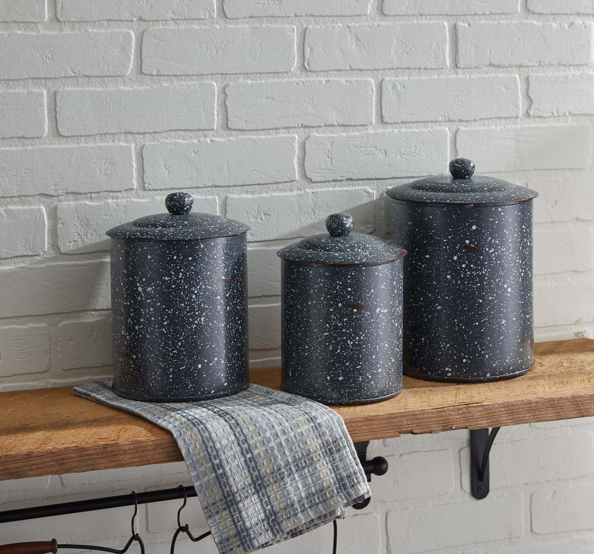 Park Designs Granite Enamelware Canisters Set Gray Excellent Quality