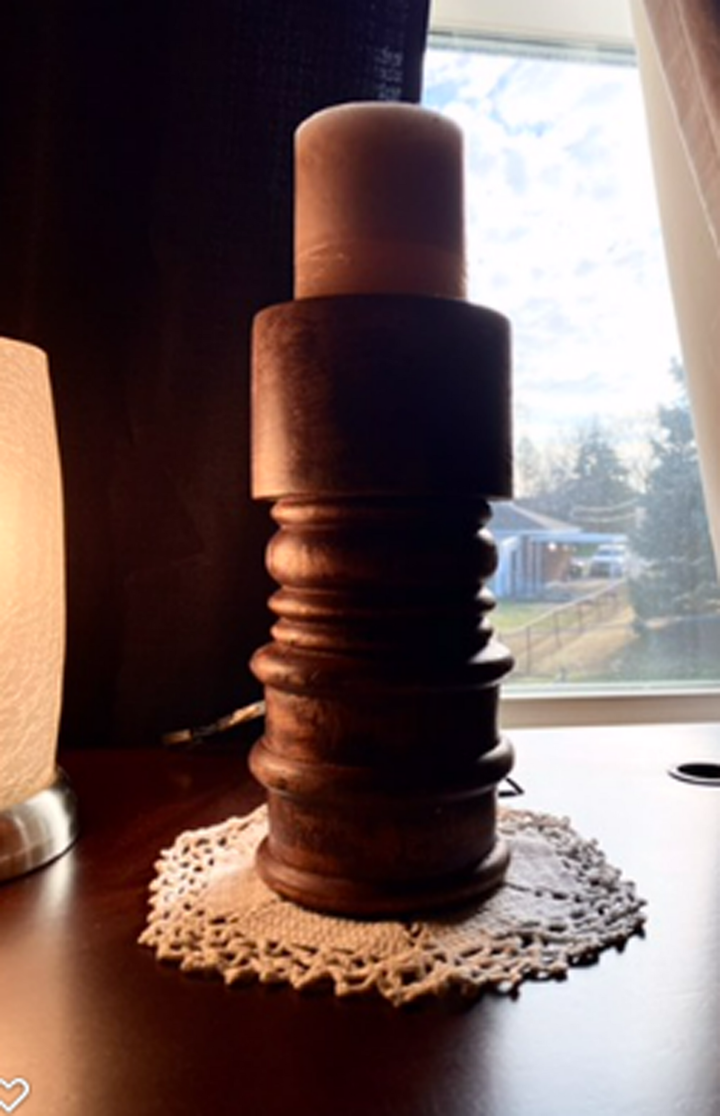 Natural Wood Pillar Candle Holder Solid Mahogany Turned Wood
