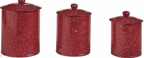 Park Designs Enamelware Canister Set of 3 - Red