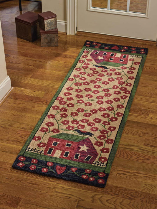 Park Designs Red House Hooked Rug Runner 24" x 72" Hand Crafted SPEND $200 - GET 20% OFF