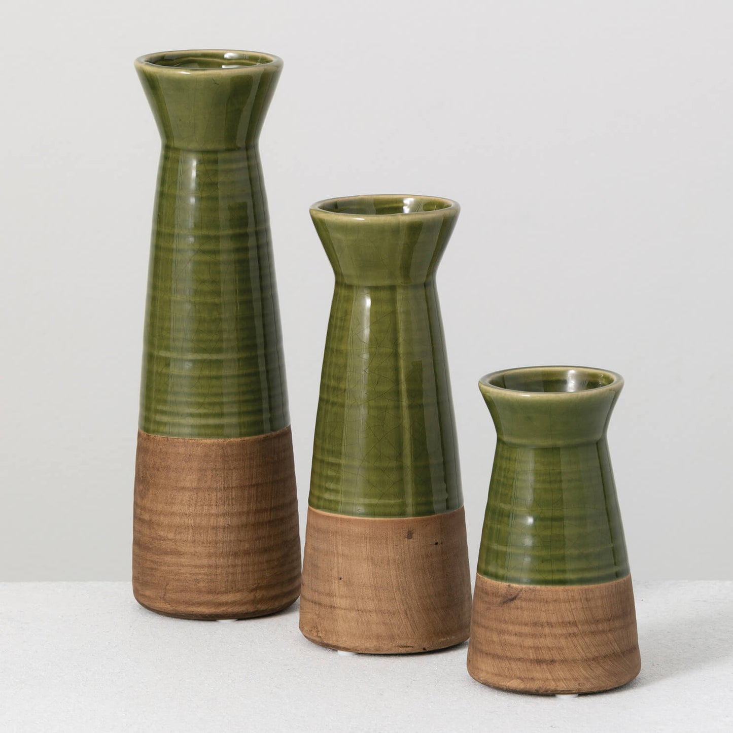 Modern Decorative Trio Two Toned Bud Vases
