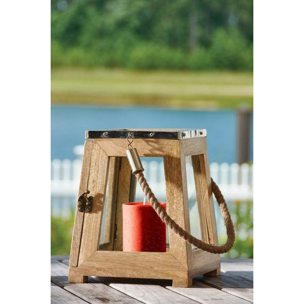 PARK DESIGNS NAUTICAL DESIGNED WOOD SQUARE LANTERN WITH ROPE HANDLE - Unique Collectibles 4 YOU